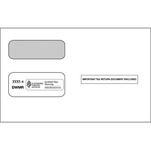 ComplyRight Moistenable Glue Security Tinted Double-Window Tax Envelopes, 5 5/8 x 9, 50/Pack (7777