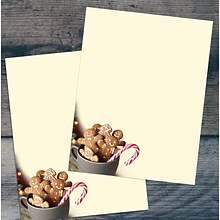 Great Papers Cup of Cheer Candy Cane and Gingerbread Cookies Christmas Letterhead, Multicolor, 50/Pa