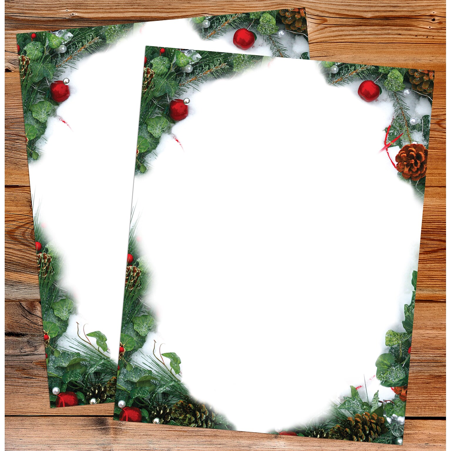 Great Papers Pine and Pearl Christmas Letterhead, Multicolor, 50/Pack (2021112)