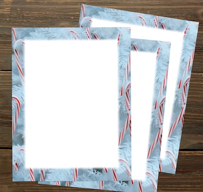 Great Papers Winter Candy Cane Christmas Letterhead, White/Blue/Red, 50/Pack (2021115)