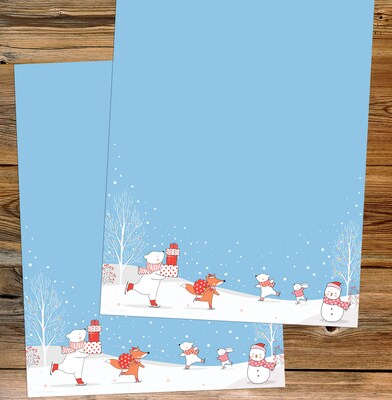 Great Papers Ice Skating Snow Friends Christmas Letterhead, Blue/White/Red, 50/Pack (2021118)