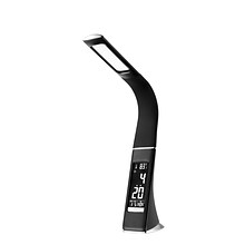 V-Light LED Desk Lamp with Clock, 16, Brushed Chrome/Black (SVLU2FBR)