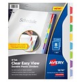 Avery Clear Easy View Plastic Dividers, 8 Tabs, Multicolor (16741)