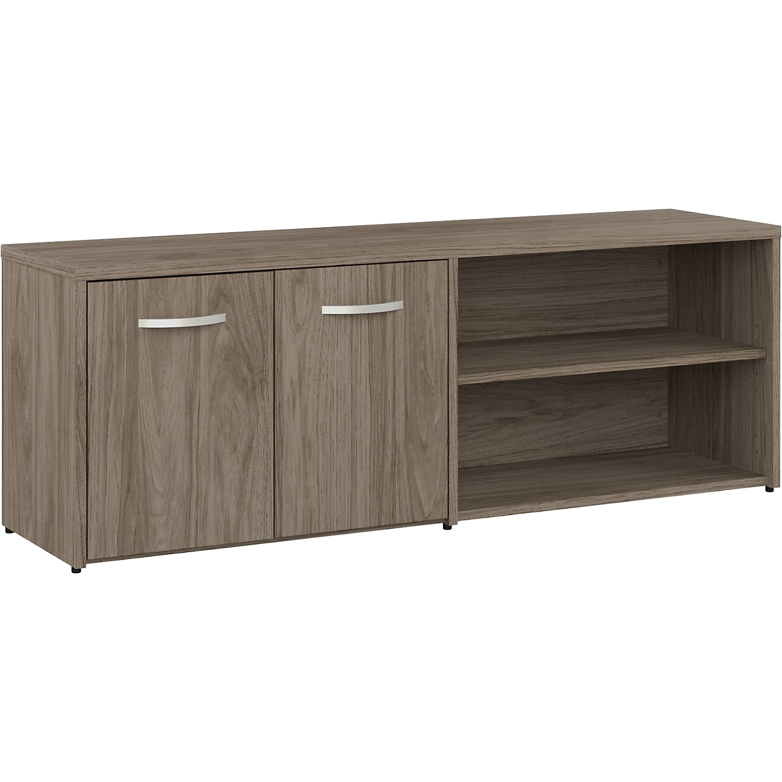 Bush Business Furniture Hybrid 21 Low Storage Cabinet with Doors and Shelves, Modern Hickory (HYS160MH-Z)