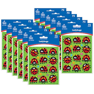 Carson Dellosa Education Ladybugs Shape Stickers, 72 Per Pack, 12 Packs (CD-168028-12)