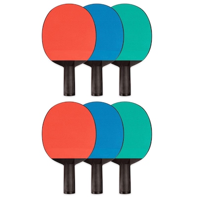 Champion Sports Plastic Rubber Face Table Tennis Paddle, Pack of 6 (CHSPN4-6)