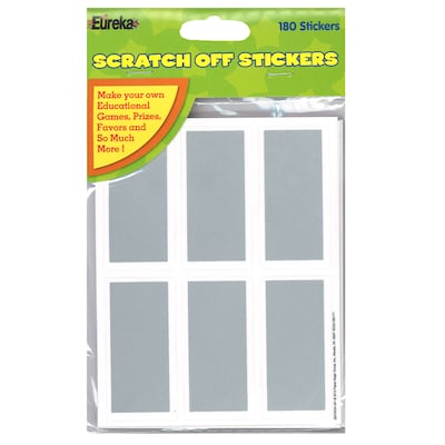 Eureka Rectangles Scratch Off Stickers, 180 Per Pack, 6 Packs (EU-627003-6)