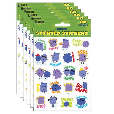 Eureka Grape Scented Stickers, 80 Per Pack, 6 Packs (EU-650943-6)