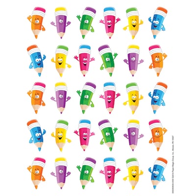 Eureka Pencil Smiley Faces Theme Stickers, 120 Per Pack, 12 Packs (EU-655068-12)