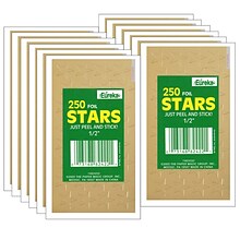 Eureka Presto-Stick Foil Star Stickers, 1/2, Gold, 250/Pack, 12 Packs (EU-82422-12)