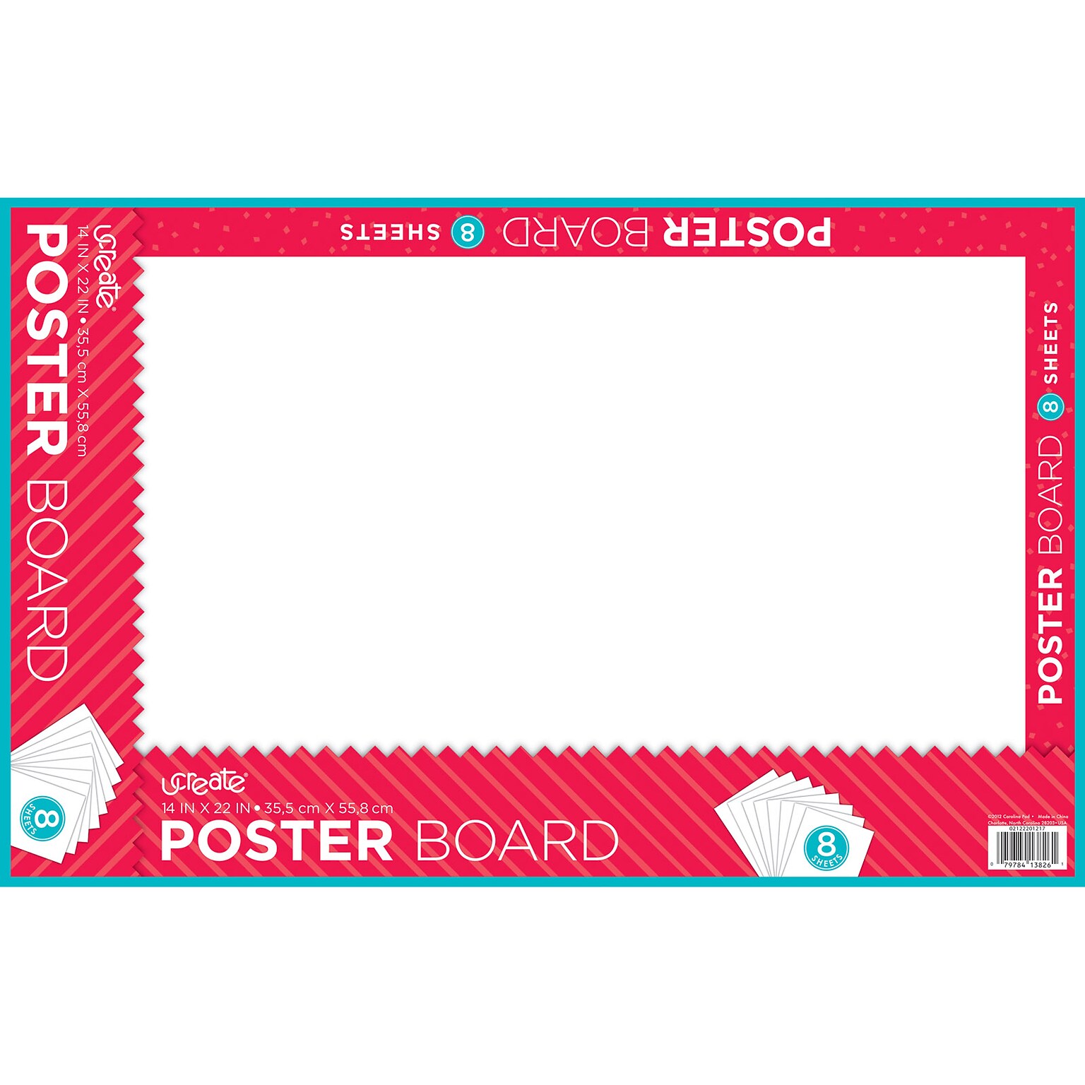 UCreate Paper Poster Board, 14 x 22, White, 8 Sheets/Pack, Carton of 24 Packs (PACCAR37439)