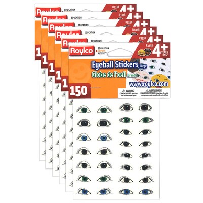 Roylco Large Eyeball Stickers, 150 Per Pack, 6 Packs (R-3338-6)
