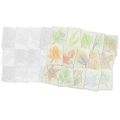 Roylco Leaf Rubbing Plates, Multicolored, 16 Per Pack, 2 Packs (R-5815-2)