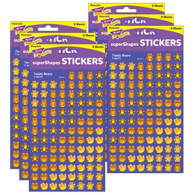 Trend Enterprises Teddy Bears superShapes Stickers, 800/Pack, 6 Packs (T-46073-6)
