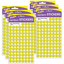 TREND Neon Yellow Smiles superSpots Stickers, 800 Per Pack, 6 Packs (T-46139-6)