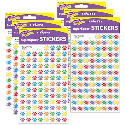 TREND Paw Prints superSpots Stickers, 800 Per Pack, 6 Packs (T-46195-6)