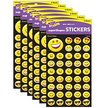 TREND Emoji Cheer superShapes Stickers, Large, Yellow, 336/Pack, 6 Packs (T-46340-6)