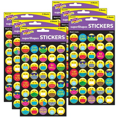 TREND Mask-mojis Large superShapes Stickers, 320/Pack, 6 Packs (T-46361-6)