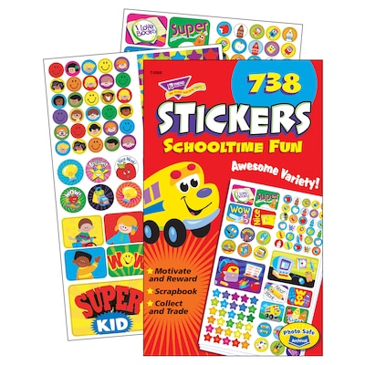 TREND Schooltime Fun Sticker Pad, 738 Sticker Per Pad, Pack of 6 (T-5008-6)
