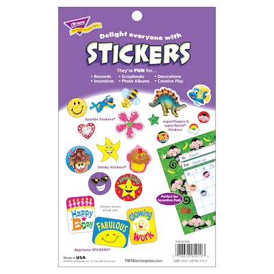TREND Super Stars & Smiles Sticker Pad, 738 Stickers Per Pad, 6 Pads (T-5010-6)