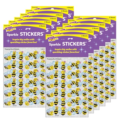 TREND Buzzing Bumblebees Sparkle Stickers®, 72 Per Pack, 12 Packs (T-63031-12)