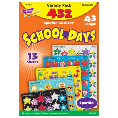 TREND School Days Sparkle Stickers Variety Pack, 432 Per Pack, 3 Packs (T-63901-3)