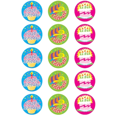 TREND Happy Birthday/Vanilla Stinky Stickers, 60 Per Pack, 6 Packs (T-927-6)