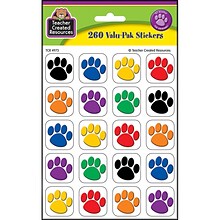 Teacher Created Resources Colorful Paw Print Stickers Valu-Pak, 260 Pieces Per Pack, 6 Packs (TCR497