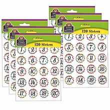 Teacher Created Resources Confetti Numbers Stickers, 120 Per Pack, 6 Packs (TCR5574-6)