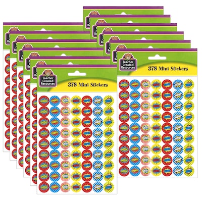 Teacher Created Resources Superhero Mini Stickers, 0.5, 378 Per Pack, 12 Packs (TCR5642-12)