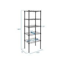 Mount-It! 5-Tier Metal Shelving Unit, 17, Black (MI-7861)