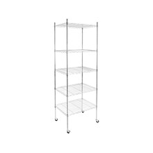 Mount-It! 5-Tier Metal Shelving Unit with Wheels, 24, Silver (MI-7862)