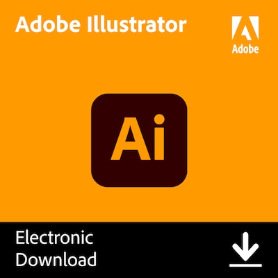 Adobe Illustrator Vector Graphic Design App for Windows and Mac, 1 User, 1-Year Subscription, Digita
