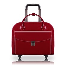 McKlein Limited Edition Laptop Rolling Briefcase, Red Leather (96146A)