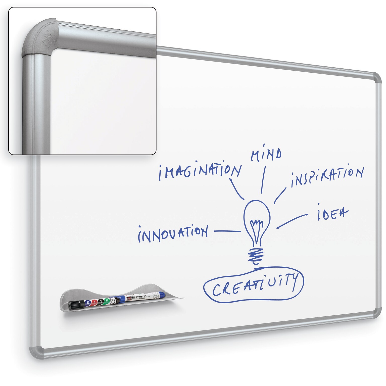 Best-Rite Green-Rite Steel Dry-Erase Whiteboard, Aluminum Frame, 6 x 4 (E2H2PG)