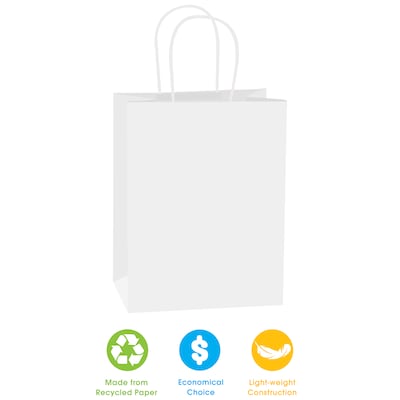 Staples® 10.25 x 4.5 x 4.75 Paper Shopping Bags, White, 250/Carton (BGS103W)