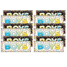 Ashley Productions Laminated Double-Sided Hall Passes, 9 x 3.5, Confetti Boys Pass, Pack of 6 (ASH