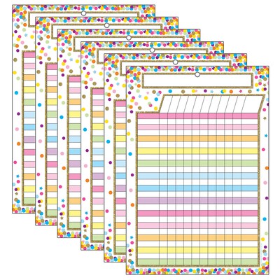 Ashley Productions Smart Poly Chart, Confetti Dry Erase Incentive Chart, Pack of 6 (ASH91042-6)