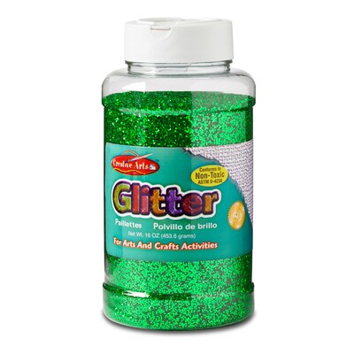 Charles Leonard Creative Arts Glitter, Green, Pack of 3 (1 lb) Bottles (CHL41125-3)