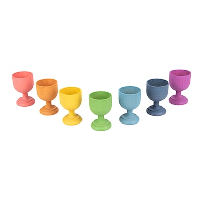 TickiT Rainbow Wooden Egg Cups, Assorted Colors, Set of 10 (CTU74057)