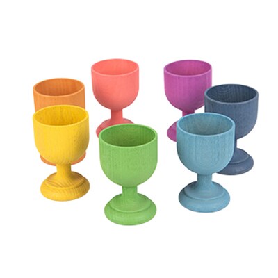 TickiT Rainbow Wooden Egg Cups, Assorted Colors, Set of 10 (CTU74057)