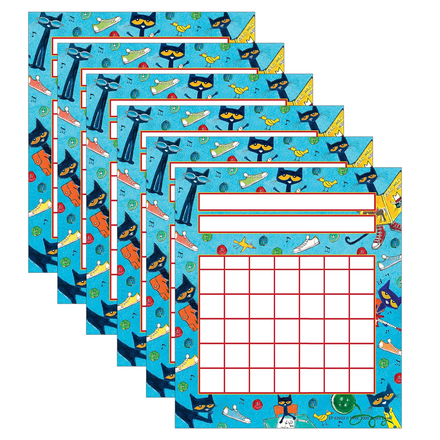 Edupress Incentive Chart, 5.25 x 6, Pete the Cat, 36 Per Pack, 6 Packs (EP-63933-6)