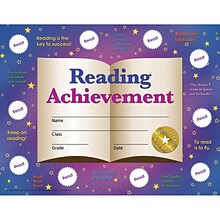 Hayes Publishing Reading Achievement Certificates and Reward Seals, 8.5 x 11, 30 Certificates Per