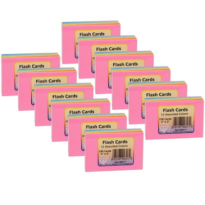 Hygloss Bright Flash Cards, 2 x 3, 100/Pack, 12 Packs (HYG42317-12)
