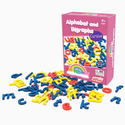 Junior Learning Rainbow Magnetic Alphabet and Digraphs, Cursive, Assorted Colors, 56 Pieces (JRL603)
