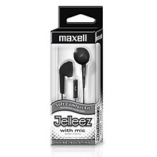 Maxell Jelleez™ Soft Earbuds with Mic, Black, Pack of 2 (MAX191569-2)