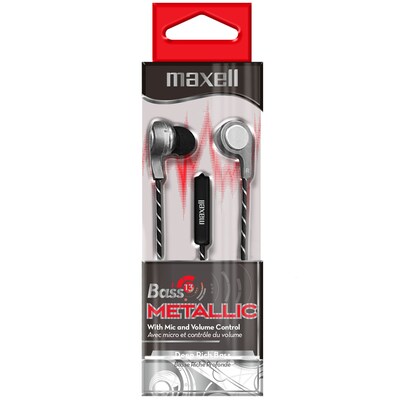 Maxell Bass13 Metallic Earbuds with Mic & Volume Control, Pack of 2 (MAX199600-2)