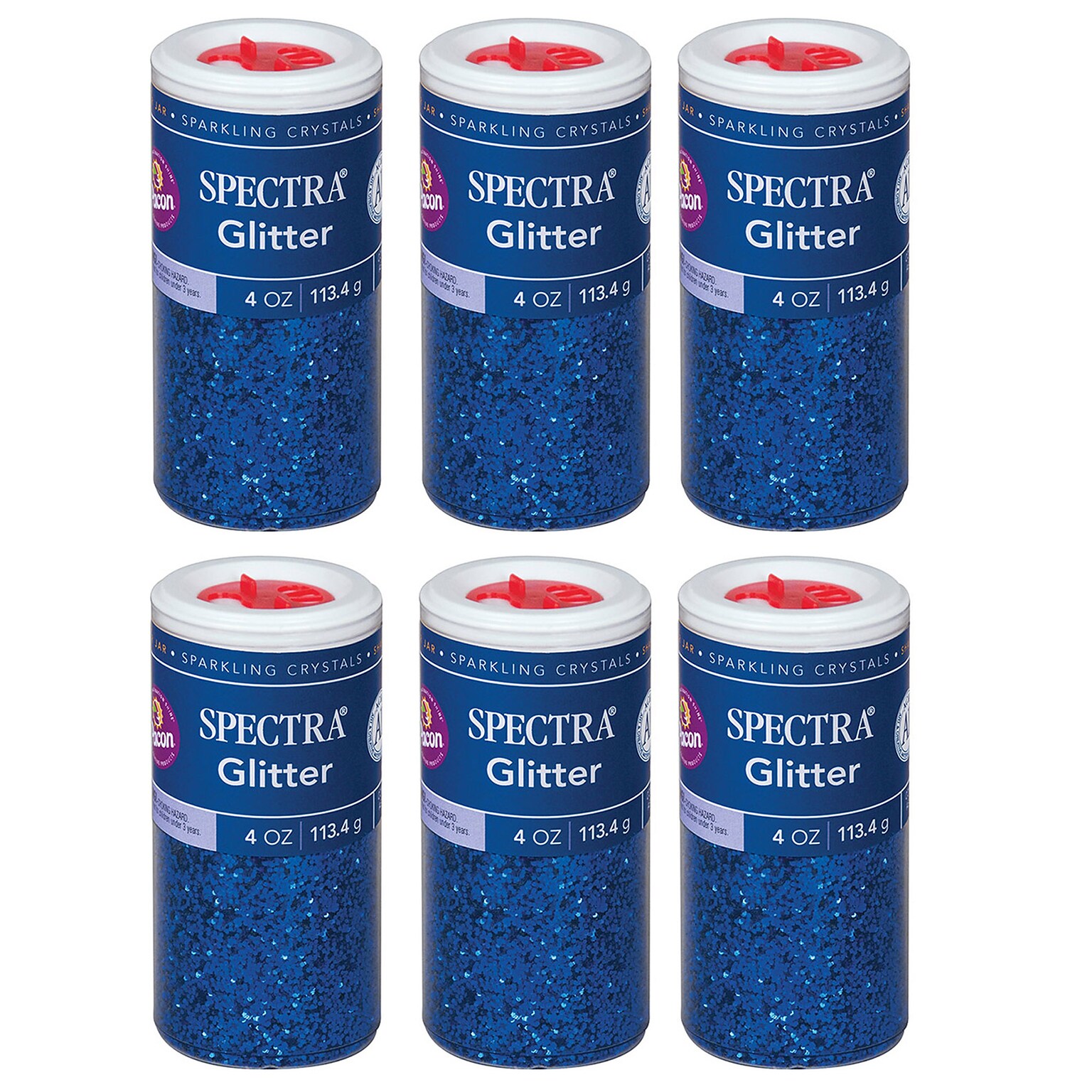 Spectra Glitter, Blue, 4 oz./Jar, 6 Jars (PAC91650-6)
