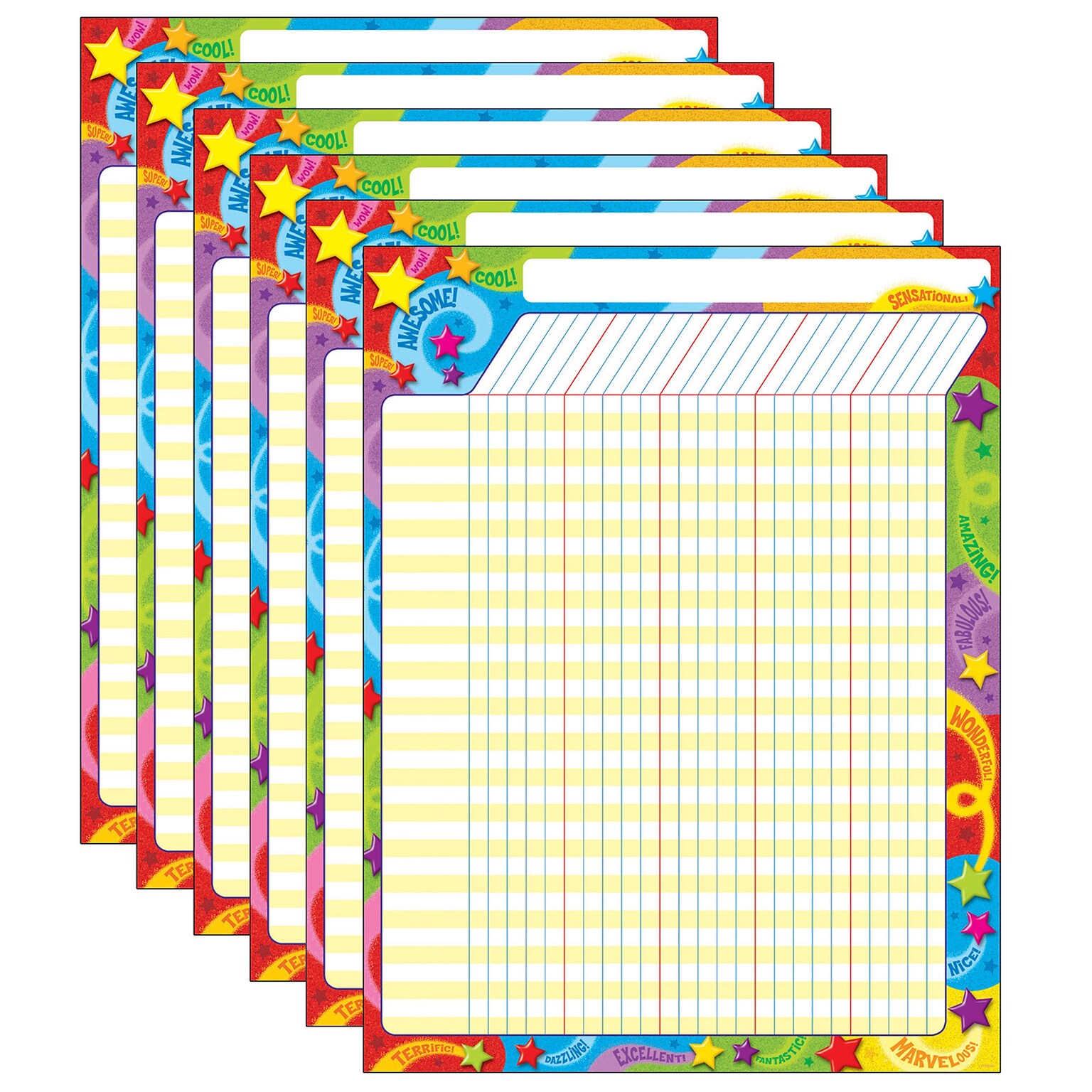 TREND Praise Words n Stars Incentive Chart, 17 x 22, Pack of 6 (T-73350-6)