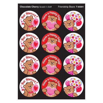 TREND Friendship Bears/Chocolate Cherry Stinky Stickers, 48/Pack, 6 Packs (T-83301-6)